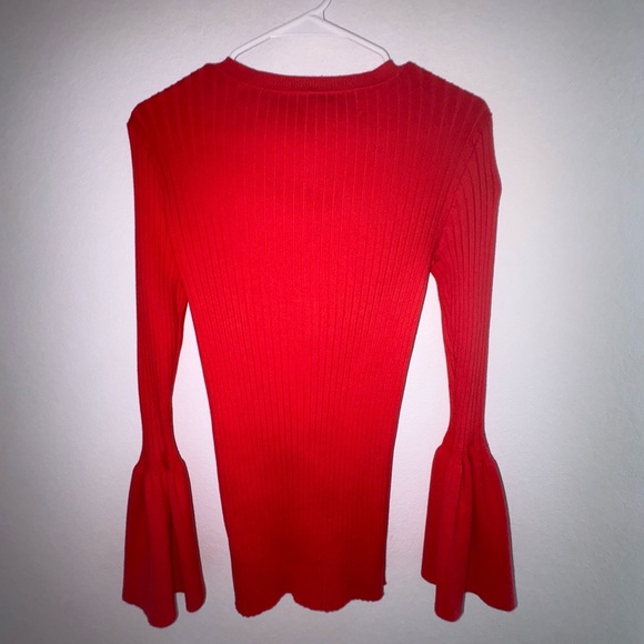CAbi Red Ribbed Bell Sleeve Sweater - Picture 12 of 13